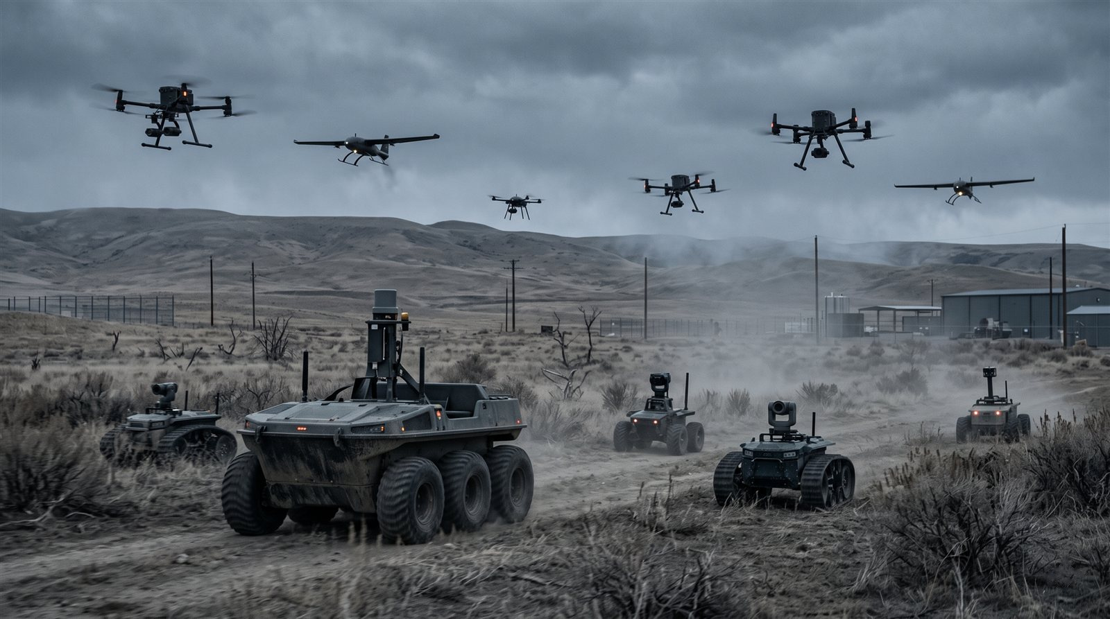 Autonomous aircraft and ground vehicles operating together in the field